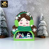 Winter Girl 2 - 3D Christmas Pop-up Card File - Cricut File 1 - LightBoxGoodMan