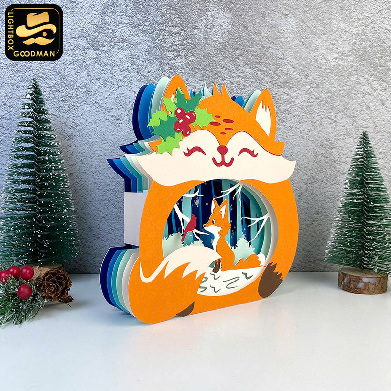 Christmas Fox - 3D Christmas Pop-up Card File - Cricut File 1 - LightBoxGoodMan