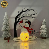 Snowman & Cardinal Bird - 3D Christmas Lantern File - Cricut File 4 - LightBoxGoodMan