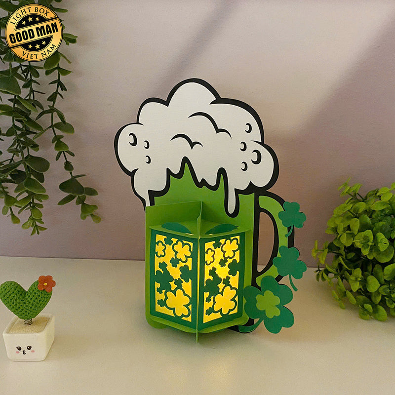 Lucky Beer -  St. Patrick's Day Themed 3D Lantern File - Cricut File 1 - LightBoxGoodMan