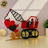 Crane Truck Love - 3D Love Lantern File - Cricut File 1 - LightBoxGoodMan