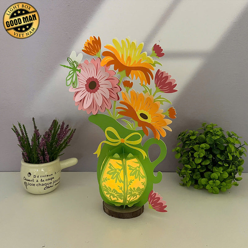 Gerbera - 3D Flower Vase Lantern File - Cricut File 4 - LightBoxGoodMan