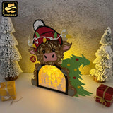Christmas Highland Cow - Christmas Papercut Lightbox File - Cricut File 2 - LightBoxGoodMan
