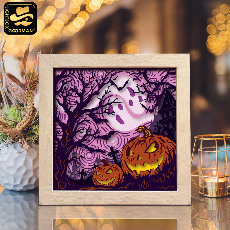 Halloween Pumpkins – Paper Cut Light Box File - Cricut File - 8x8 inches - LightBoxGoodMan