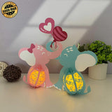 Elephant Couple - 3D Love Lantern File - Cricut File 1 - LightBoxGoodMan