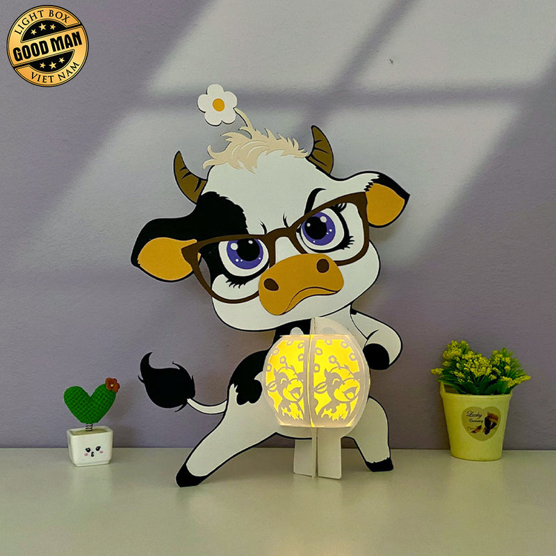 Lantern Funny Dairy Cow - 3D Lantern File - 7.9x10.2" - Cricut File 1 - LightBoxGoodMan