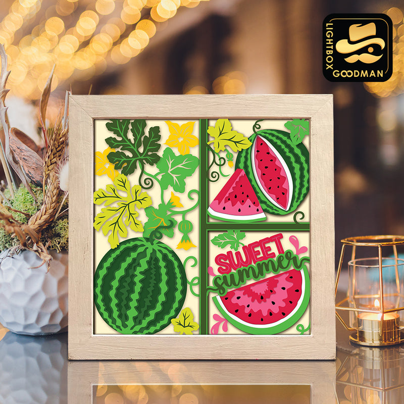 Watermelon – Paper Cut Light Box File - Cricut File - 8x8 inches - LightBoxGoodMan
