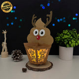 Reindeer Cupcake - 3D Christmas Lantern File - Cricut File 1 - LightBoxGoodMan