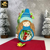 Winter Girl 1 - 3D Christmas Pop-up Card File - Cricut File 1 - LightBoxGoodMan