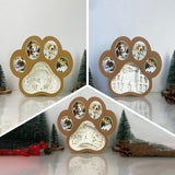 Pack 3 Dog Memorial - Paw-shaped Papercut Lightbox File - 7.6x8" - Cricut File - LightBoxGoodMan