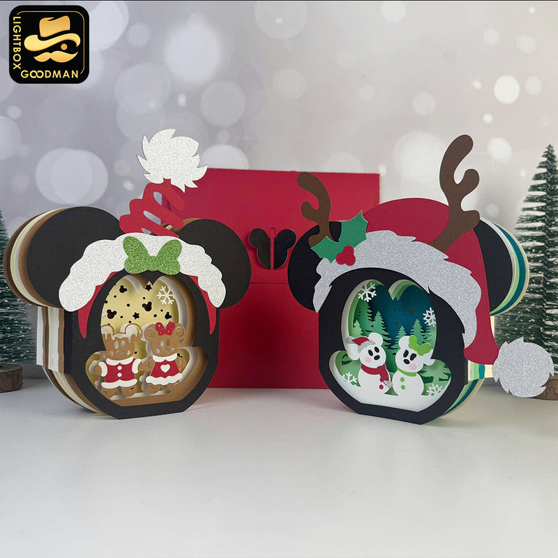 Pack 2 Mouse Christmas - 3D Christmas Pop-up Card File - Cricut File 1 - LightBoxGoodMan