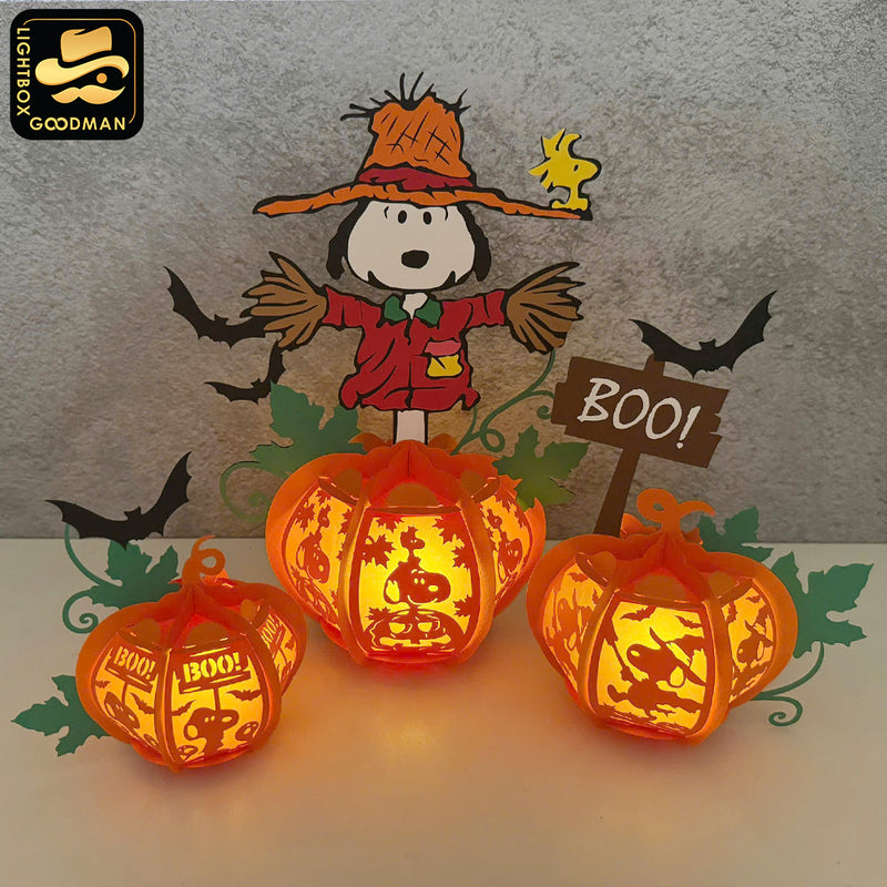 Snoopy Halloween - 3D Snoopy Lantern File - Cricut File - LightBoxGoodMan