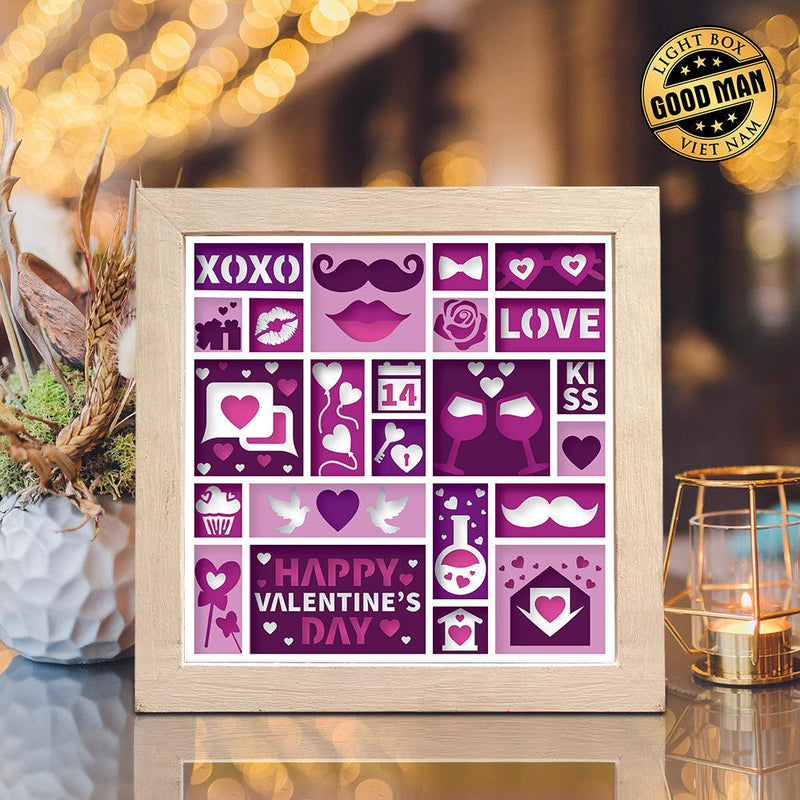 Happy Valentine – Paper Cut Light Box File - Cricut File - 8x8" - LightBoxGoodMan
