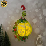 Grinch Wreath - 3D Xmas Wreath Lantern File - Cricut File 2 - LightBoxGoodMan