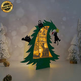 Christmas Cat - Christmas Tree Papercut Lightbox File - Cricut File 2 - LightBoxGoodMan