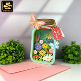 Flower Mason Jar - 3D Flower Pop-up Card File - Cricut File 1 - LightBoxGoodMan