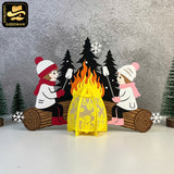 Christmas Campfire 1 - 3D Christmas Campfire Lantern File - Cricut File 3 - LightBoxGoodMan