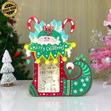 Merry Xmas -  Elf Heel Papercut Lightbox File - Cricut File 1 - LightBoxGoodMan