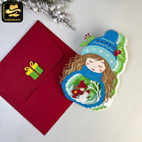 Winter Girl 1 - 3D Christmas Pop-up Card File - Cricut File 1 - LightBoxGoodMan