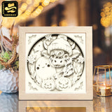 Halloween Highland Cow – Paper Cut Light Box File - Cricut File 2 - 8x8 inches - LightBoxGoodMan
