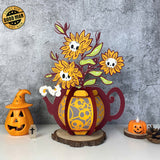 Sunflower Skull - 3D Kettle Papercut Lantern File - Cricut File 4 - LightBoxGoodMan