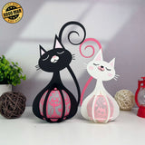 Cat Couple - 3D Love Lantern File - Cricut File 1 - LightBoxGoodMan