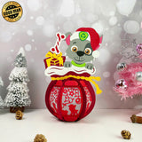 Xmas Rocky - Christmas Themed 3D Paw Patrol Lantern File - Cricut File 1 - LightBoxGoodMan