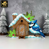 Blue Jay Bird - 3D Christmas Lantern File - Cricut File 1 - LightBoxGoodMan