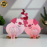 Pig Couple - 3D Love Lantern File - Cricut File 1 - LightBoxGoodMan