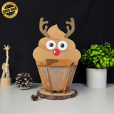 Reindeer Cupcake - 3D Christmas Lantern File - Cricut File 1 - LightBoxGoodMan