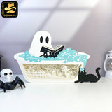 Chilling Ghost - Halloween Papercut Lightbox File - Cricut File 1 - LightBoxGoodMan