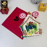 Gingerbread House Mouse Christmas - 3D Christmas Pop-up Card File - Cricut File 1 - LightBoxGoodMan