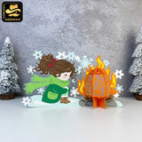 Winter Girl 2 - 3D Christmas Lantern File - Cricut File 1 - LightBoxGoodMan