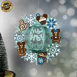 Mickey Wreath - 3D Xmas Wreath Lantern File - Cricut File 3 - LightBoxGoodMan