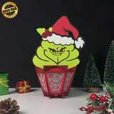 The Grinch - 3D Christmas Cupcake Papercut Lantern File - Cricut File 1 - LightBoxGoodMan