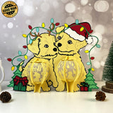 Couple Dog Xmas - 3D Christmas Lantern File - Cricut File 1 - LightBoxGoodMan