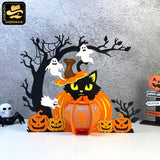 Pumpkin Cat 2 - Halloween Themed 3D Lantern File - Cricut File - LightBoxGoodMan