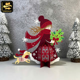 Winter Girl 3 - 3D Christmas Lantern File - Cricut File 1 - LightBoxGoodMan