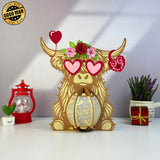 Highland Cow Valentine - 3D Love Lantern File - Cricut File 1 - LightBoxGoodMan