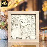 Starry Night Halloween – Paper Cut Light Box File - Cricut File - 8x8 inches - LightBoxGoodMan