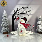 Snowman & Cardinal Bird - 3D Christmas Lantern File - Cricut File 4 - LightBoxGoodMan