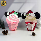 Mickey And Minnie Xmas - 3D Christmas Cupcake Papercut Lantern File - Cricut File - LightBoxGoodMan