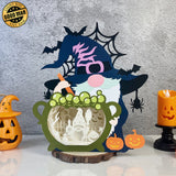 Gnome Halloween 2 - 3D Witch Gnome Papercut Light Box File - Cricut File - LightBoxGoodMan