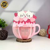 Cat Couple - Valentine Themed 3D Hot Cocoa Lantern File - Cricut File 1 - LightBoxGoodMan