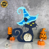 Zombie - 3D Witch Cat Papercut Light Box File - Cricut File - LightBoxGoodMan