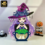 Witch - 3D Witch Papercut Light Box File - Cricut File 1 - LightBoxGoodMan