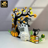 Ghost Reading Book - Halloween Themed 3D Lantern File - Cricut File - LightBoxGoodMan