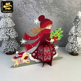 Winter Girl 3 - 3D Christmas Lantern File - Cricut File 1 - LightBoxGoodMan