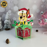 Xmas Chase - Christmas Themed 3D Paw Patrol Lantern File - Cricut File 1 - LightBoxGoodMan