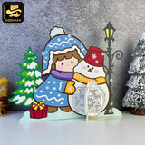 Winter Girl - 3D Christmas Lantern File - Cricut File 3 - LightBoxGoodMan